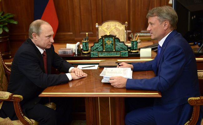Президент России Владимир Путин и председателем правления Сбербанка РФ Герман Греф