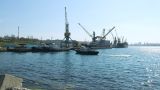 An Azerbaijani ship carrying military cargo is on fire in the port of Chernomorsk